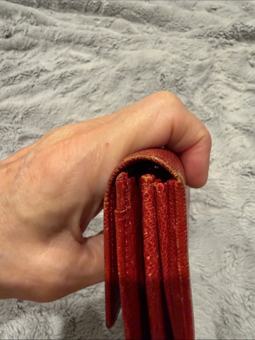 Cartier Red Leather Clutch with Silver-Tone Closure